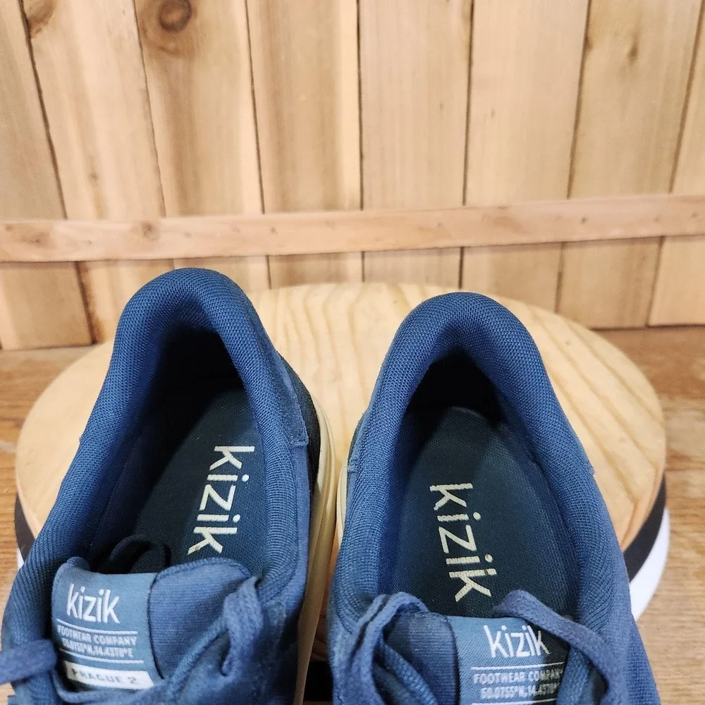 Kizik Prague 2 Shoes Mens 9.5 Blue Canvas Casual Comfort Hands Free Sneakers